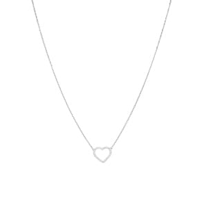 Collier mit Anhänger 925 Silber rhodiniert mit Zirkonia rund 43cm, Herz