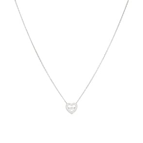 Collier mit Anhänger 925 Silber rhodiniert mit Zirkonia rund 43cm, Herz