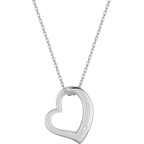 Collier mit Anhänger 925 Silber rhodiniert mit Zirkonia rund 43cm, Herz
