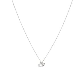 Collier mit Anhänger 925 Silber rhodiniert mit Zirkonia rund 43cm, Herzen