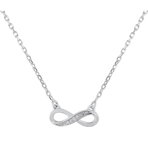 Collier mit Anhänger 925 Silber rhodiniert mit Zirkonia rund 43cm, Infinity