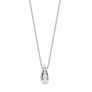 Collier mit Anhänger 925 Silber rhodiniert mit Zirkonia rund 43cm, Trilogie