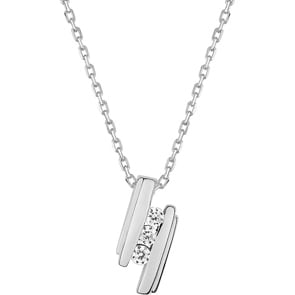 Collier mit Anhänger 925 Silber rhodiniert mit Zirkonia rund 43cm, Trilogie