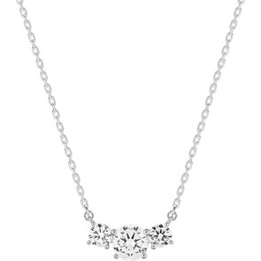 Collier mit Anhänger 925 Silber rhodiniert mit Zirkonia rund 43cm, Trilogie