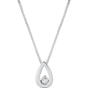 Collier mit Anhänger 925 Silber rhodiniert mit Zirkonia rund 43cm, Tropfen