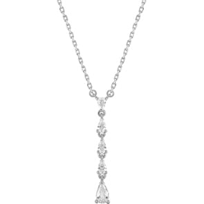 Collier mit Anhänger 925 Silber rhodiniert mit Zirkonia Tropfen 43cm