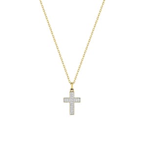 Collier mit Kreuzanhänger 375/9 K Gelbgold mit Zirkonia