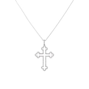 Collier mit Kreuzanhänger 750/18 K Weissgold mit Diamanten 0.31 ct H/si