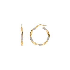 Creolen 375/9 K Gelbgold mit Glitter Ø 15mm