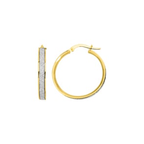 Creolen 375/9 K Gelbgold mit Glitter Ø 20mm