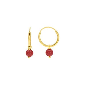 Creolen 375/9 K Gelbgold mit Korallen Charms