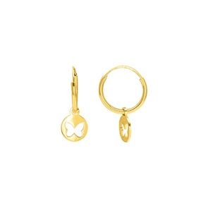 Creolen 375/9 K Gelbgold mit Schmetterling Charms
