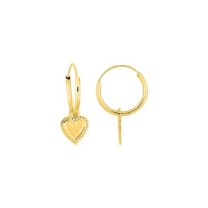 Creolen 750/18 K Gelbgold mit Herz Charms