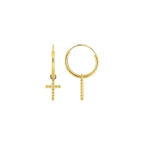 Creolen 750/18 K Gelbgold mit Kreuz Charms