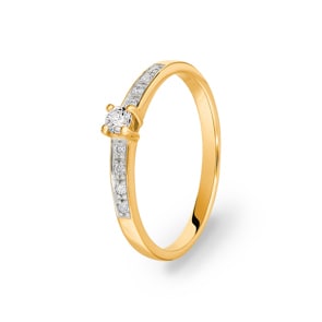 0.18ct Diamanten Pavé Solitärring 750/18 K Gelbgold