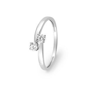 Damenring 375/9 K Weissgold mit Zirkonia