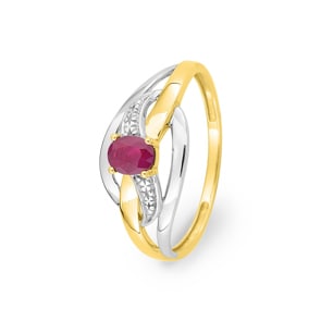 Damenring 750/18 K Gelb-/Weissgold mit Rubin