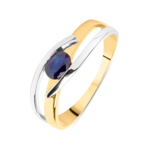 Damenring 750/18 K Gelb-/Weissgold mit Saphir