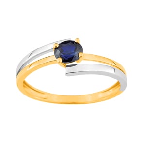 Damenring 750/18 K Gelb-/Weissgold mit Saphir