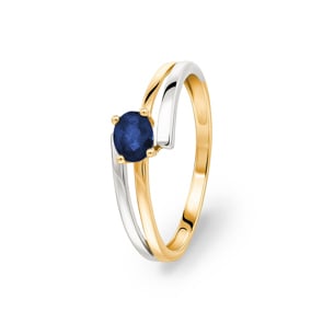Damenring 750/18 K Gelb-/Weissgold mit Saphir