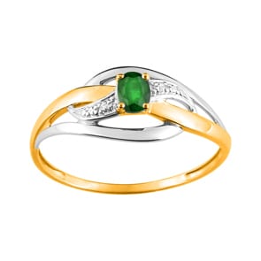 Damenring 750/18 K Gelb-/Weissgold mit Smaragd