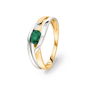Damenring 750/18 K Gelb-/Weissgold mit Smaragd