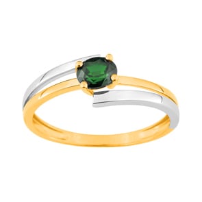 Damenring 750/18 K Gelb-/Weissgold mit Smaragd
