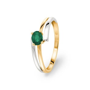 Damenring 750/18 K Gelb-/Weissgold mit Smaragd