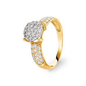 Damenring 750/18 K Gelb-/ Weissgold mit Zirkonia Ø 56