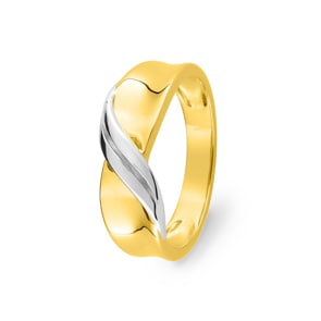 Bague or jaune 750/18 ct bicolore