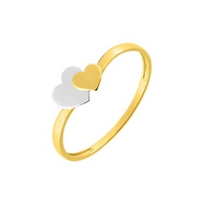 Damenring 750/18 K Gelbgold bicolor, Herzen