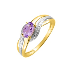 Damenring 750/18 K Gelbgold Bicolor mit Amethyst oval
