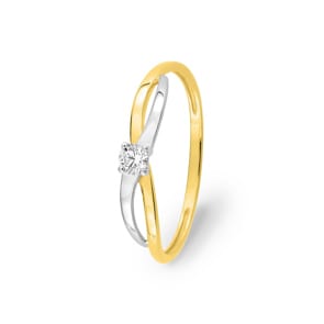 Damenring 750/18 K Gelbgold bicolor mit Zirkonia