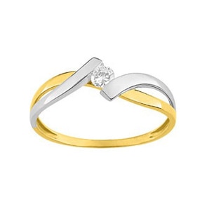 Damenring 750/18 K Gelbgold bicolor mit Zirkonia