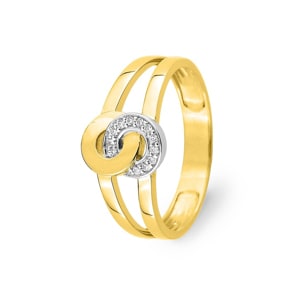 Damenring 750/18 K Gelbgold bicolor mit Zirkonia, Fantasie