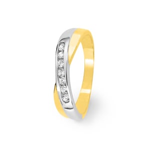 Ring 750/18 K Gelbgold rhodiniert mit Zirkonia