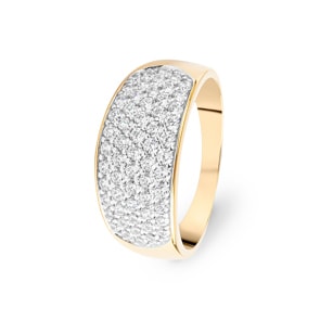 Damenring 750/18 K Gelbgold bicolor mit Zirkonia, Fantasie