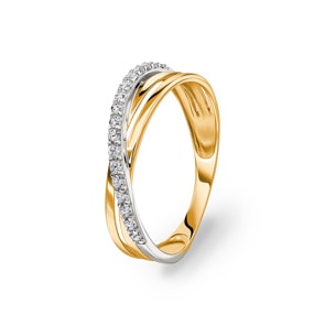 Damenring 750/18 K Gelbgold bicolor mit Zirkonia, Fantasie