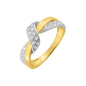Damenring 750/18 K Gelbgold bicolor mit Zirkonia, Fantasie
