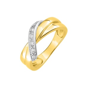Damenring 750/18 K Gelbgold bicolor mit Zirkonia, Fantasie