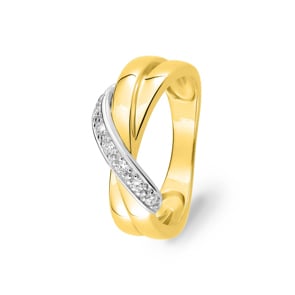 Damenring 750/18 K Gelbgold bicolor mit Zirkonia, Fantasie