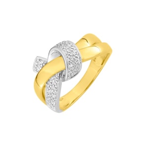 Damenring 750/18 K Gelbgold bicolor mit Zirkonia, Fantasie