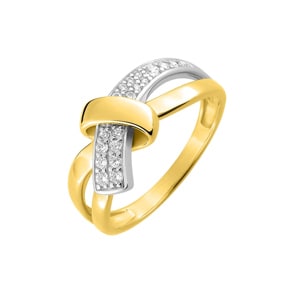 Damenring 750/18 K Gelbgold bicolor mit Zirkonia, Fantasie