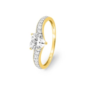 Damenring 750/18 K Gelbgold bicolor mit Zirkonia Herz