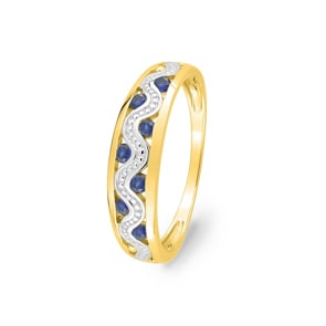 Damenring 750/18 K Gelbgold mit 7 Saphiren
