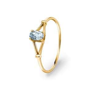 Damenring 750/18 K Gelbgold mit Aquamarin oval