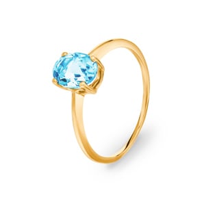 Damenring 750/18 K Gelbgold mit Aquamarin oval
