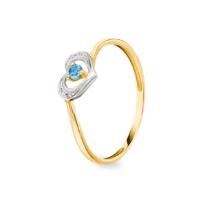Damenring 750/18 K Gelbgold mit Blautopas, Herz