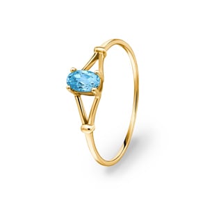 Damenring 750/18 K Gelbgold mit Blautopas oval