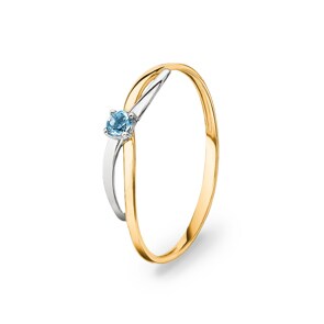Damenring 750/18 K Gelbgold mit Blautopas rund